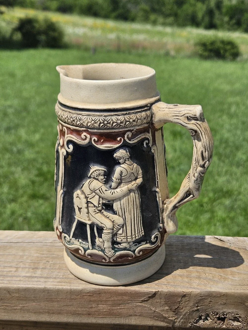 Luchow's German Ceramic Beer Stein - Black & Tan